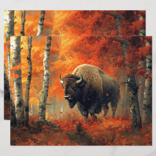 Le bison dans le papier à scandale des bois d'auto