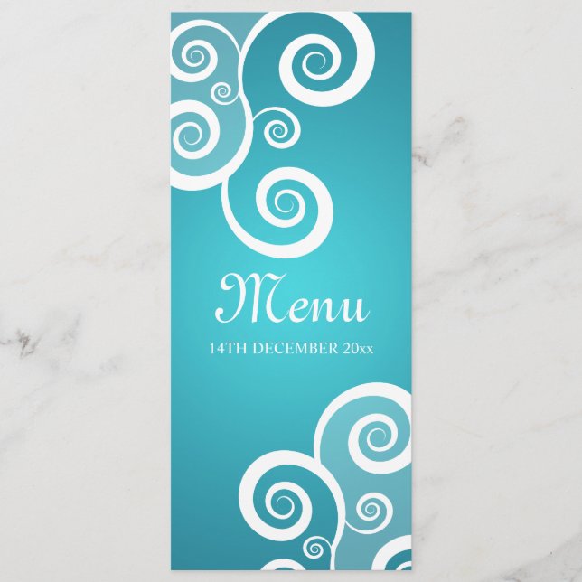 Le blanc élégant de menu de mariage tourbillonne (Devant)