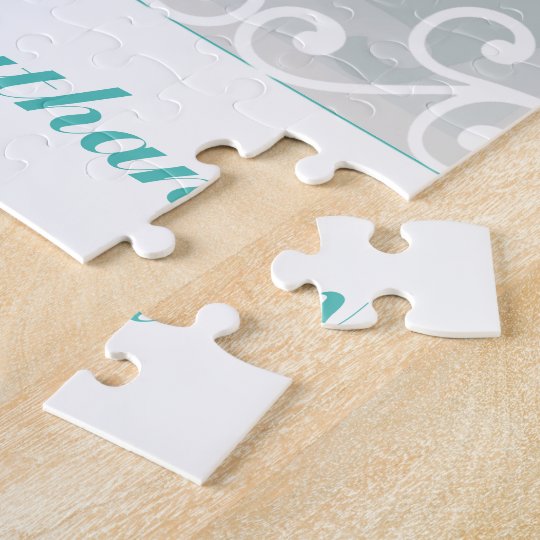 Le blanc tourbillonne, photo turquoise de mariage puzzle