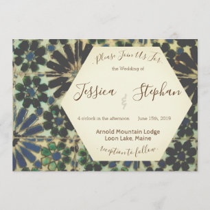 Le bleu géométrique couvre de tuiles le faire-part