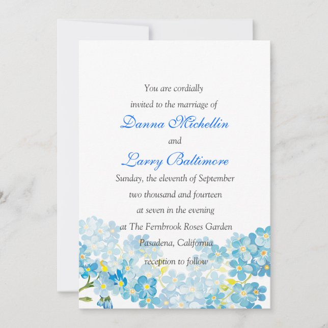 Le bleu m'oublient pas faire-part de mariage (Devant)