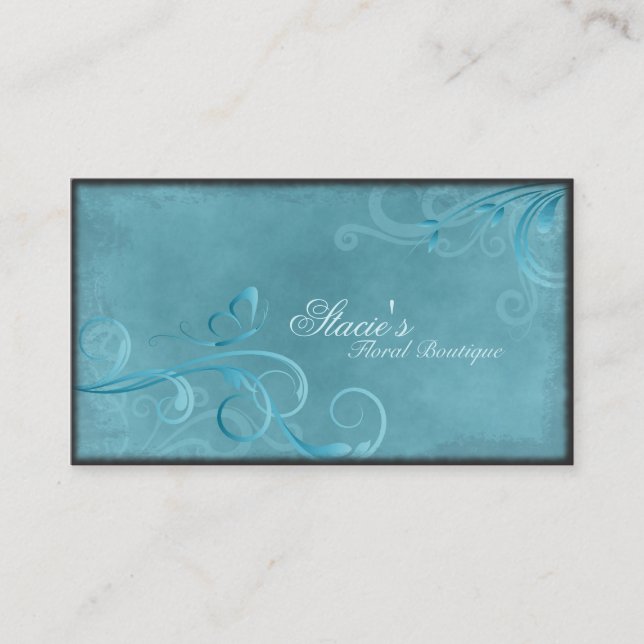 Le bleu turquoise de carte de visite de fleuriste (Devant)