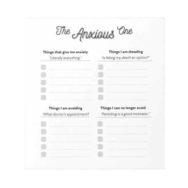 Le Bloc-notes anxieux (Devant)