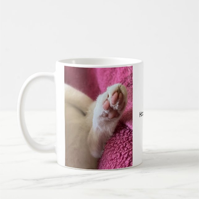 Le bonheur est un chat tout chaud. Mug à café pour (Gauche)