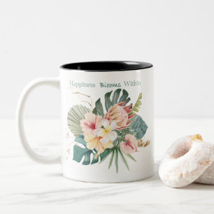 Le Bonheur Fleurit Dans La Mug De Café