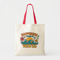 LE BONHEUR VIENT EN VAGUES – Sac cabas de plage d'