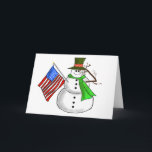 Le bonhomme de neige patriote salue la carte de<br><div class="desc">Voici notre bonhomme de neige, qui salue et tient également un drapeau en tant que son autre bras. Cette carte peut être customisée à l'intérieur pour dire à celui que vous les vouliez. Jugez que libre pour changer les couleurs ou les styles de police aussi bien et pour personnaliser ceci...</div>