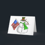 Le bonhomme de neige patriote salue la carte de<br><div class="desc">Voici notre bonhomme de neige, qui salue et tient également un drapeau en tant que son autre bras. Cette carte peut être customisée à l'intérieur pour dire à celui que vous les vouliez. Jugez que libre pour changer les couleurs ou les styles de police aussi bien et pour personnaliser ceci...</div>