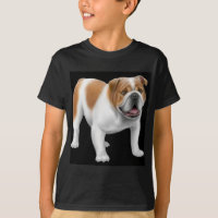 Le bouledogue anglais badine le T-shirt foncé