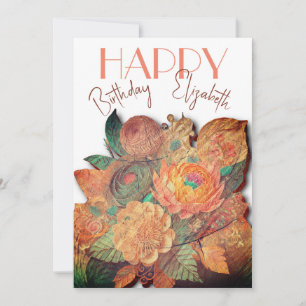 Le bouquet de fleurs - Bois - Carte d'anniversaire