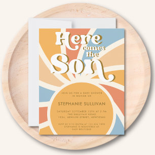 Le Budget Ici Le Fils Baby shower Invitation