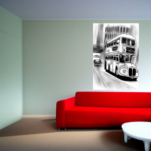 Le bus de la ville AI Art Poster