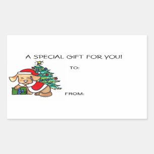 Le cadeau de chien de Noël étiquette auto-adhés