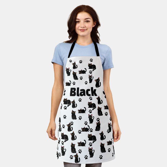 Le cadeau de tablier de chat noir le plus mignon p (Porté)