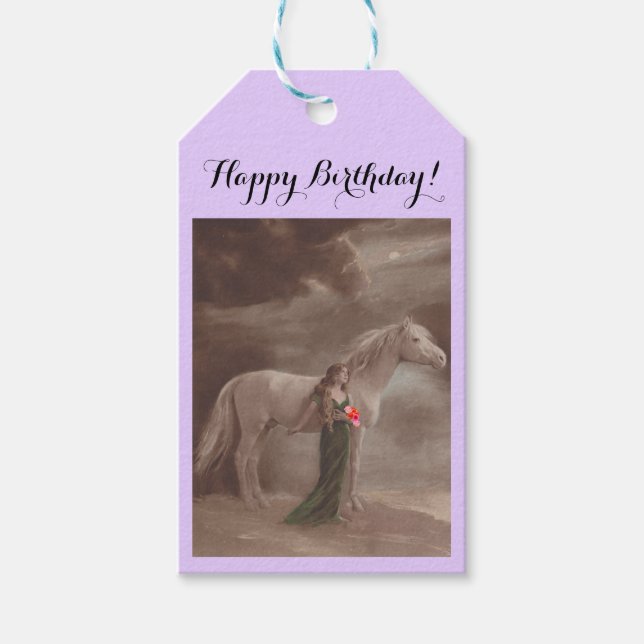 Le cadeau étiquette des fleurs de cheval de fille (Devant)