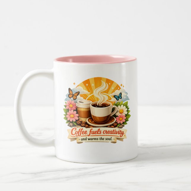 Le café alimente la créativité – InspiTwo-Tone Mug (Gauche)