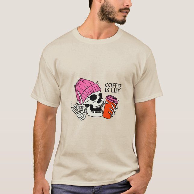Le café est la vie Squelette de café T-shirt Lover (Devant)