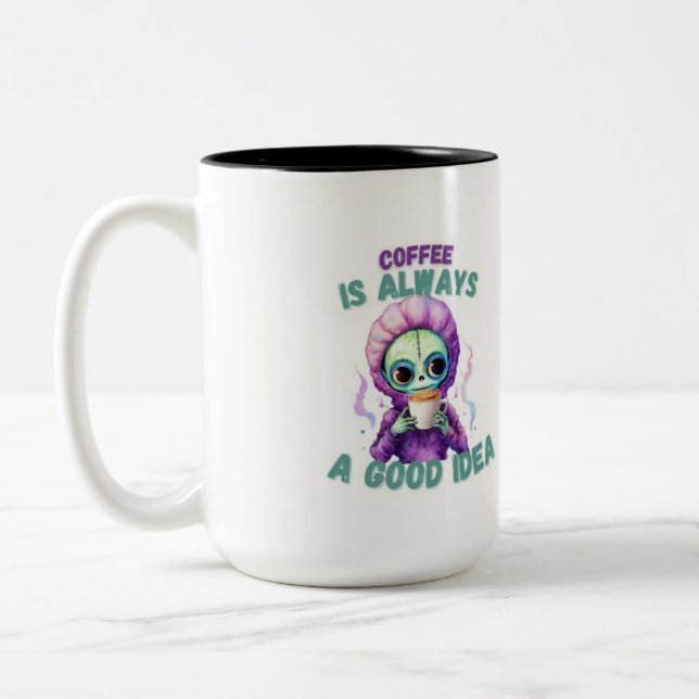 "Le café est toujours une bonne idée" Mug Alien 15 (Gauche)