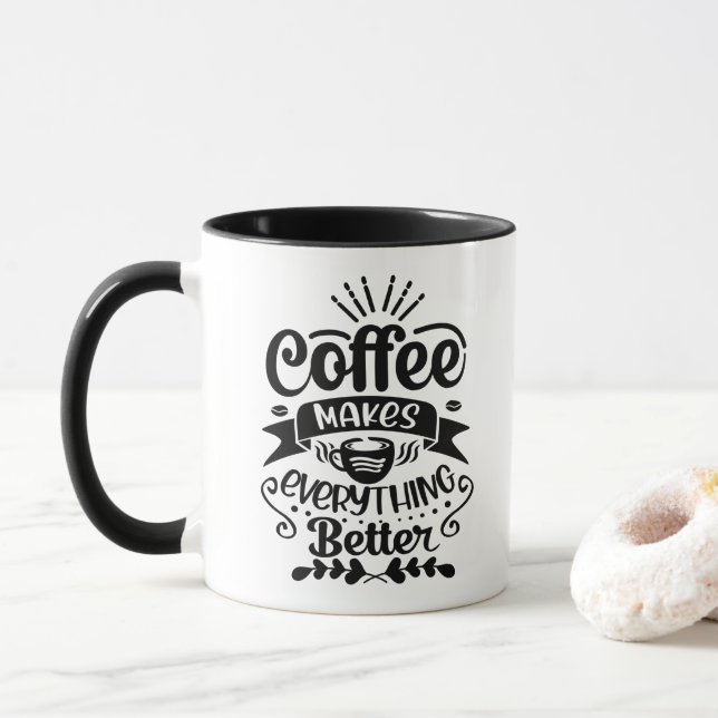 Le Café Rend Tout Mieux Drôle Mug Café (Avec donut)