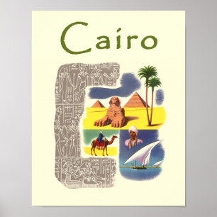 Le Caire, affiche de voyage en Egypte