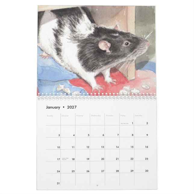 Le calendrier 2012 illustré de portrait de rat (Jan 2027)