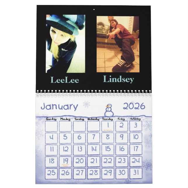 Le calendrier de LeeLee et de Lindsey (Jan 2026)