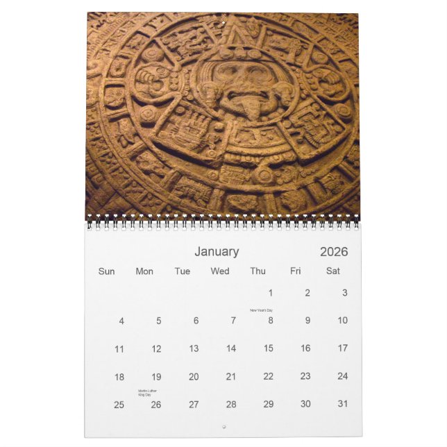 Le calendrier maya de calendrier du fonctionnaire (Jan 2026)