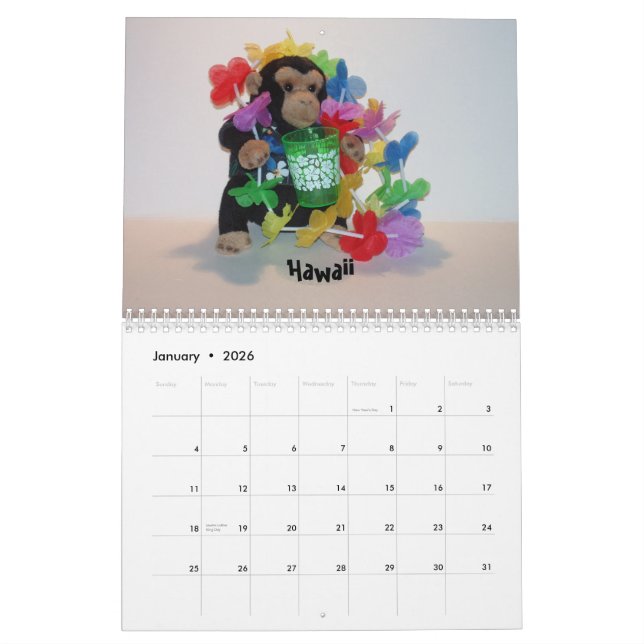Le calendrier officiel de singe d'animal familier (Jan 2026)