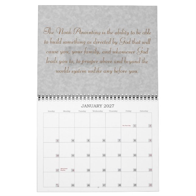 Le calendrier oignant de Noé (Jan 2027)