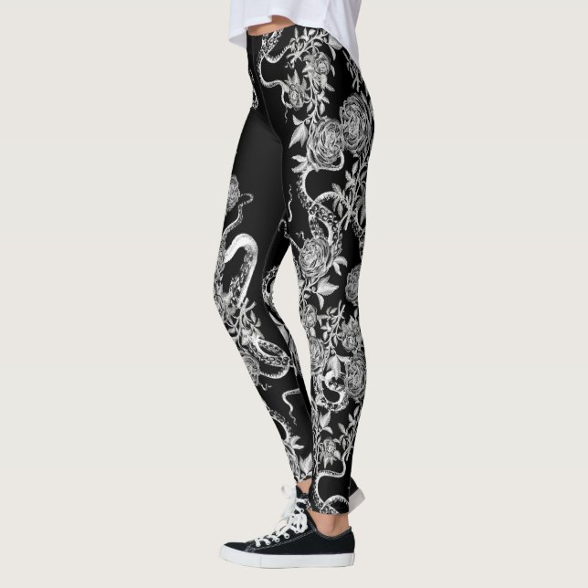 Le calmar et les Leggings noirs et blancs Roses (Gauche)