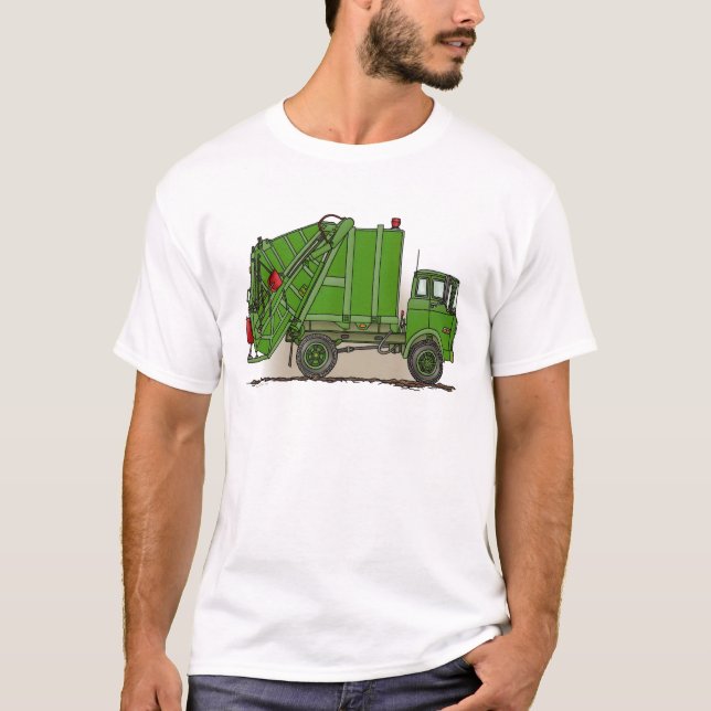 Le camion à ordures vert équipe le T-shirt (Devant)