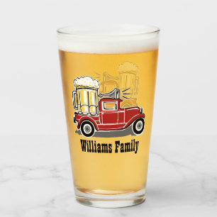 Le camion vintage rouge encourage le verre de