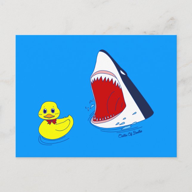 Le canard et le requin Doodart carte postale (Devant)