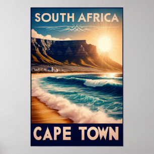 Le Cap - Afrique du Sud Affiche de voyage vintage