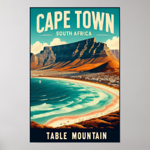 Le Cap - Afrique du Sud Affiche de voyage vintage