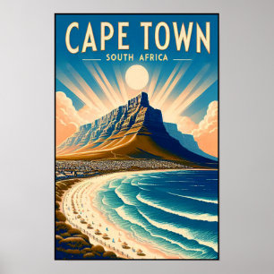 Le Cap - Afrique du Sud Affiche de voyage vintage