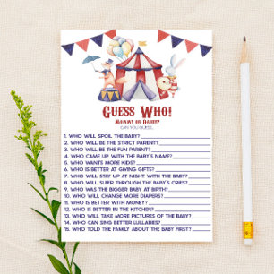 Le Carnaval De Cirque Devine Qui ! Jeu baby shower