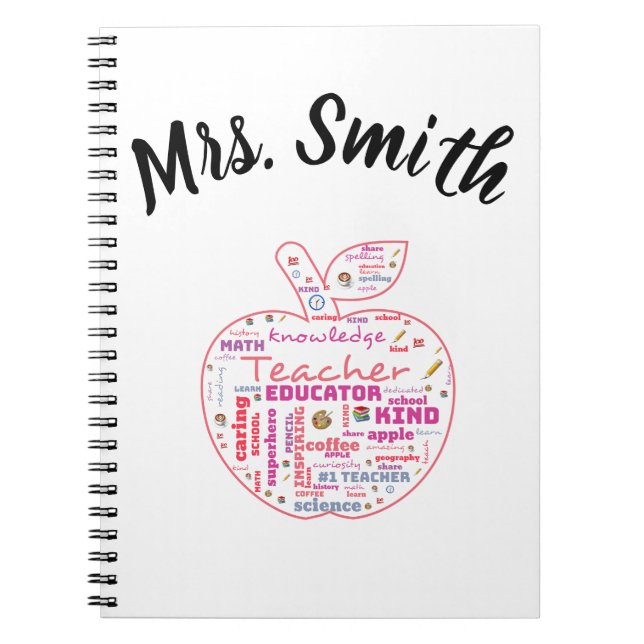 Le carnet du professeur personnalisé de Wordart (Devant)
