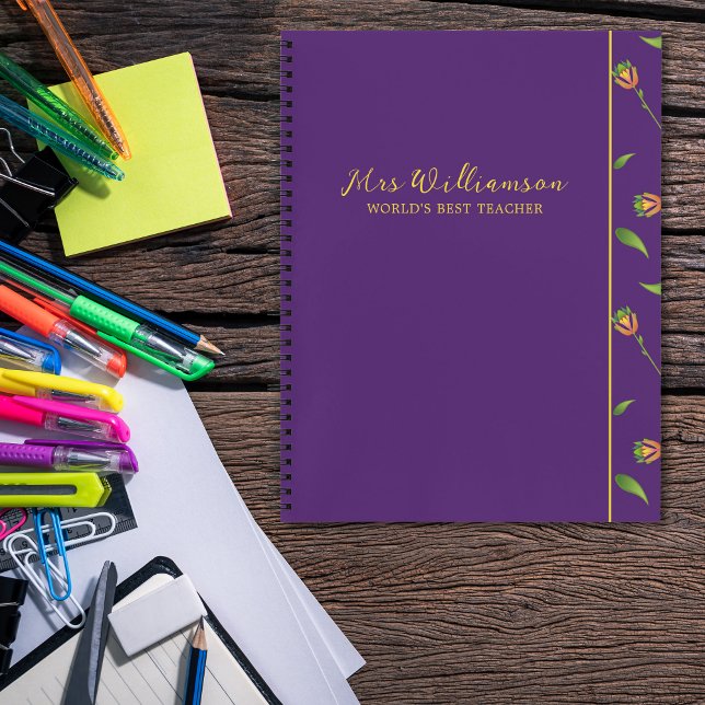 Le Carnet Spiral de l'enseignant floral moderne br (Bright Modern Floral Teacher's Spiral Notebook. Say thank you with this personalised gift.)