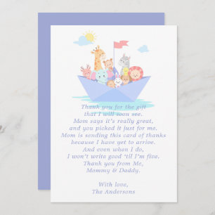 Le Carte de remerciements de Baby shower d'arche d