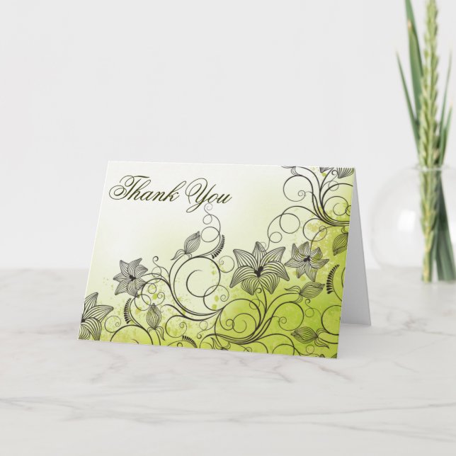 Le Carte de remerciements vert et floral (Devant)