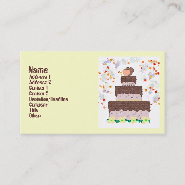Le carte de visite de Baker de gâteau (Devant)