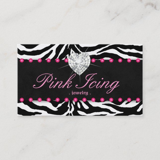Le Carte de visite de bijoux Zebra Pink Dots Coeur (Devant)