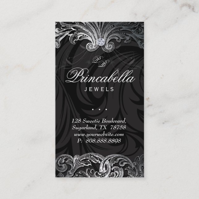 Le carte de visite élégant de bijoux laisse l'or (Devant)