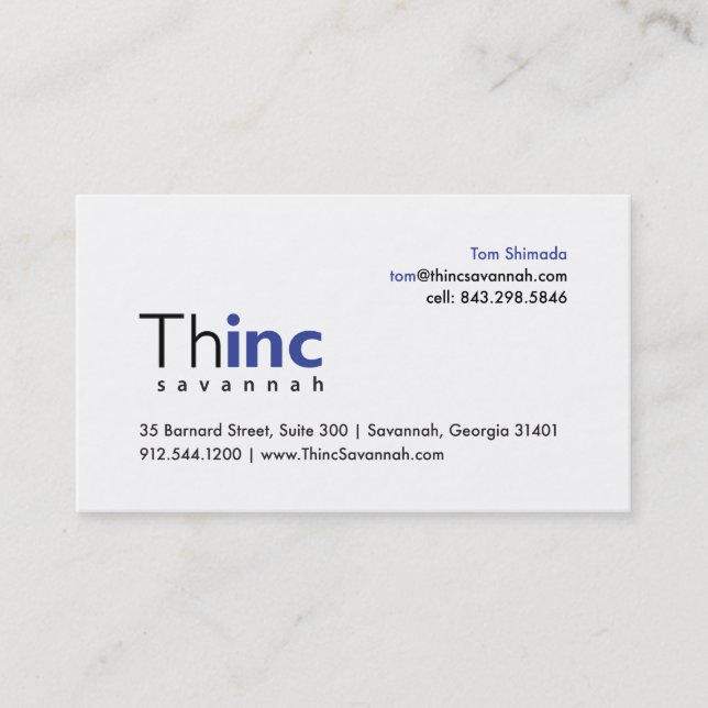 Le carte de visite ThincSavannah de Tom (Devant)