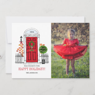 Le Carte photo de la porte de Noël des Fêtes Rouge