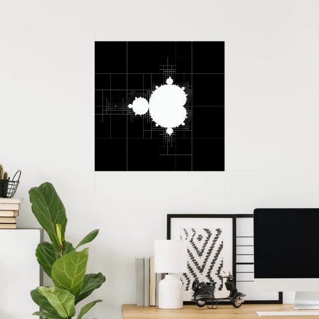 Le célèbre Mandelbrot blanc sur affiche noire (Bureau à domicile)