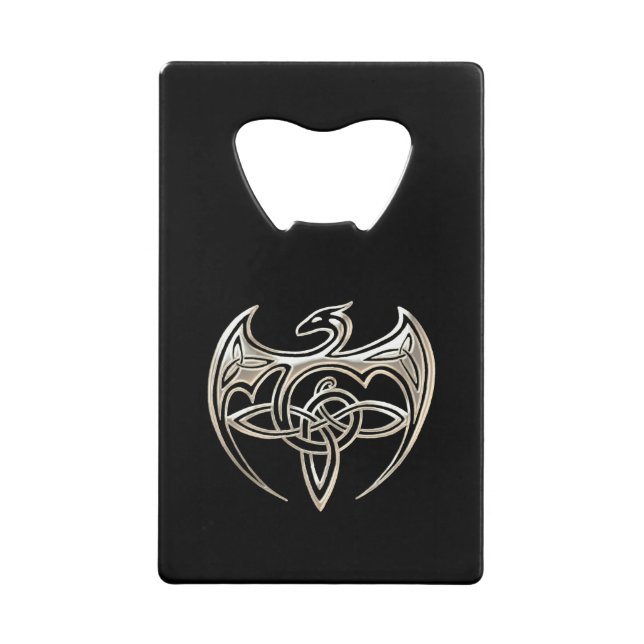 Le Celtic Trine de dragon argenté et noir noue (Devant)