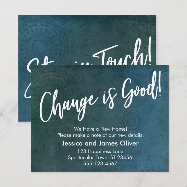 Le changement est bon ! Carte graphique Turquoise  (Devant / Derrière)