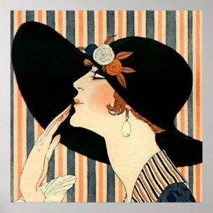 « Le Chapeau Noir » Art Déco de George Barbier